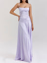 Satin-panel Spaghetti Strap Maxi Dress