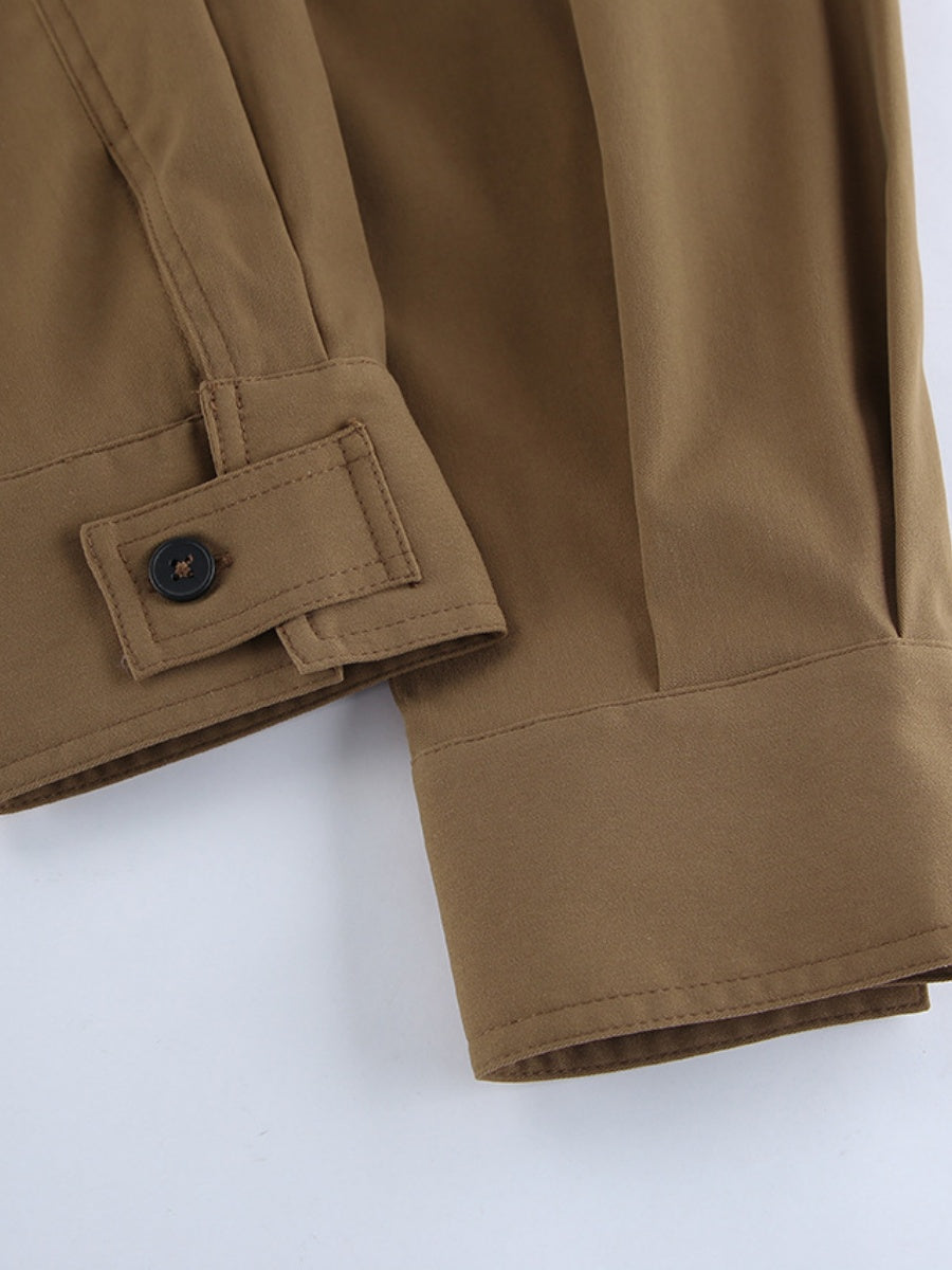 Liber Autumn Women's Buttons Solid Color Trench Coats