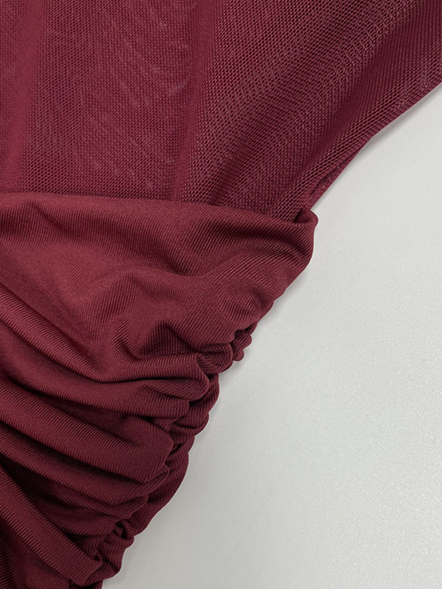 Neckband Lace Up Mesh Formal Dress Maxi Dresses