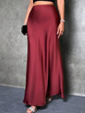 Simplicity Imitation Silk Solid Color Long Skirts