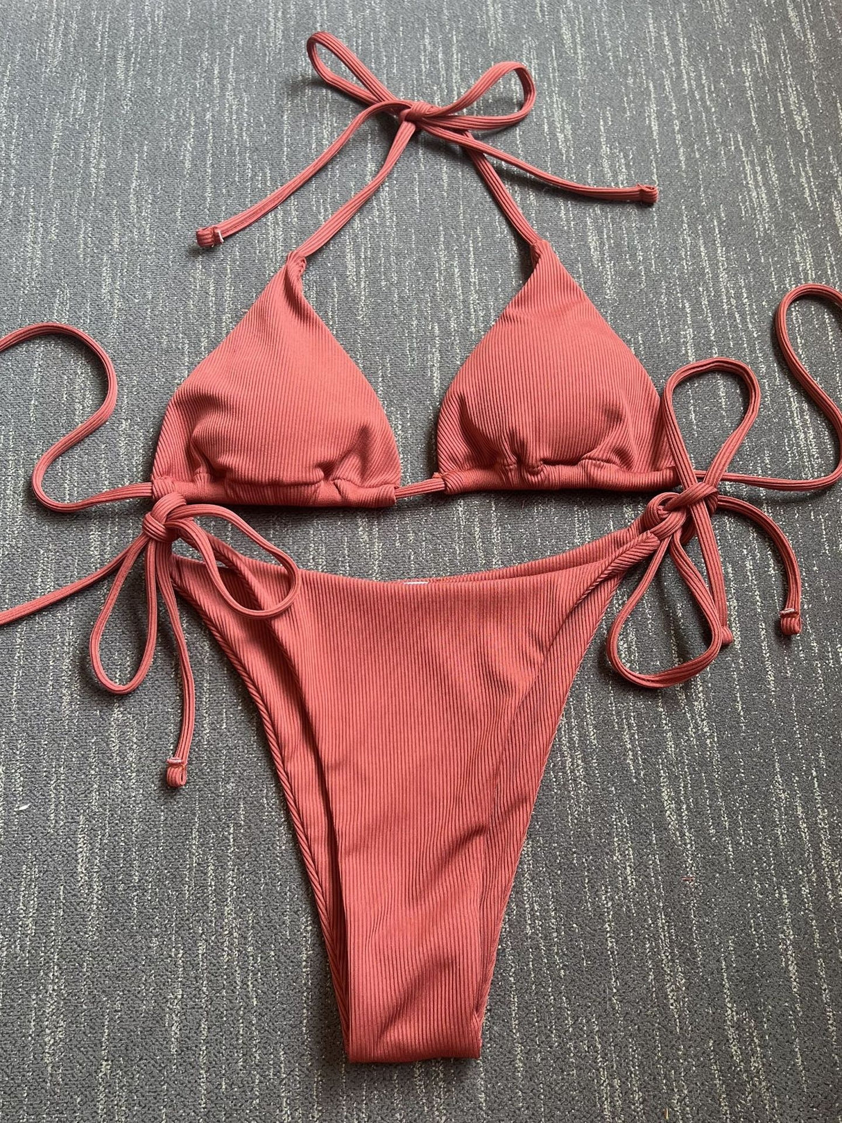 Sexy Three-piece Ribbed Two-piece Swimsuit Bikini