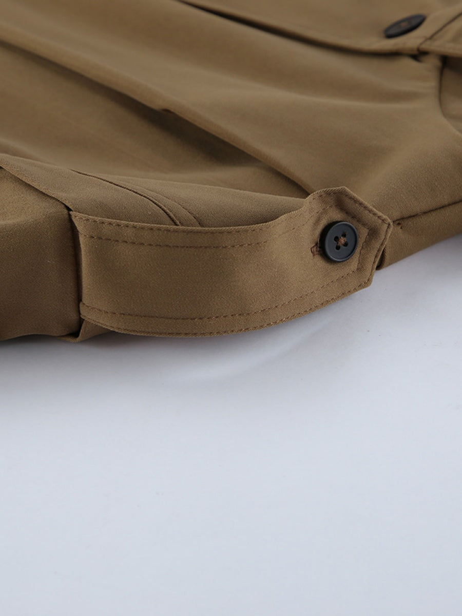 Liber Autumn Women's Buttons Solid Color Trench Coats