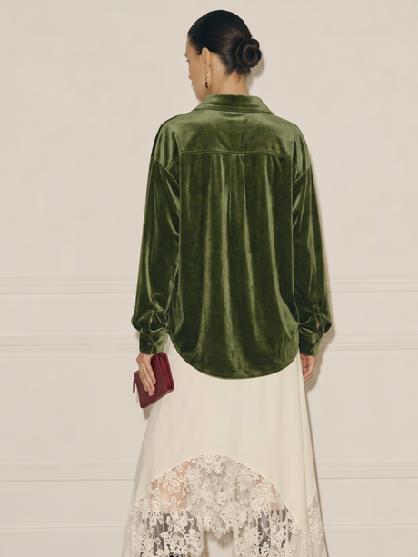 Long-sleeved Velvet Cardigan Blouse&Shirts