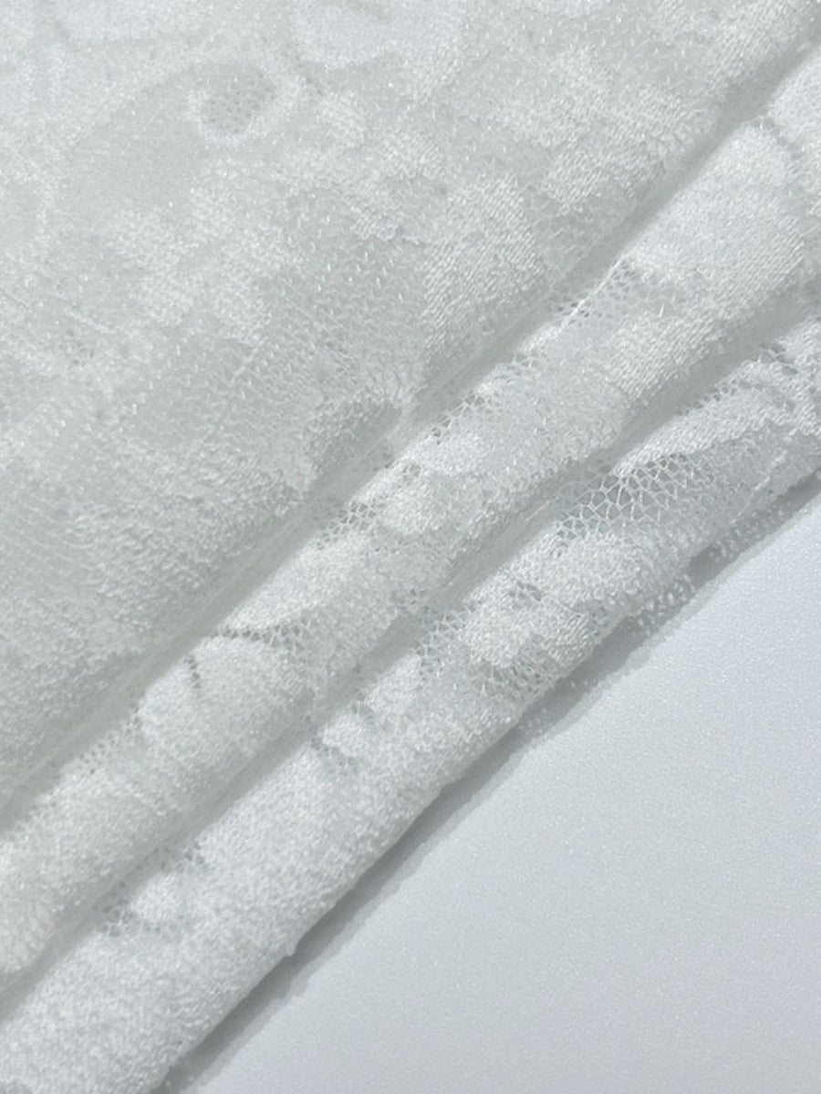 White Halter-neck Lace See-through Ruched Long Dress
