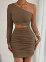 One-shoulder Cutout Fitted Bodycon Short Dress