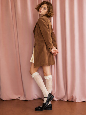 Retro-style Long Wool Coat With Suit Collar Coats