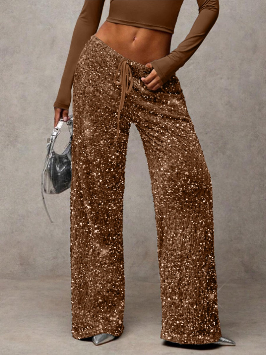 Drawstring Slimming Stretch Straight Leg Trousers