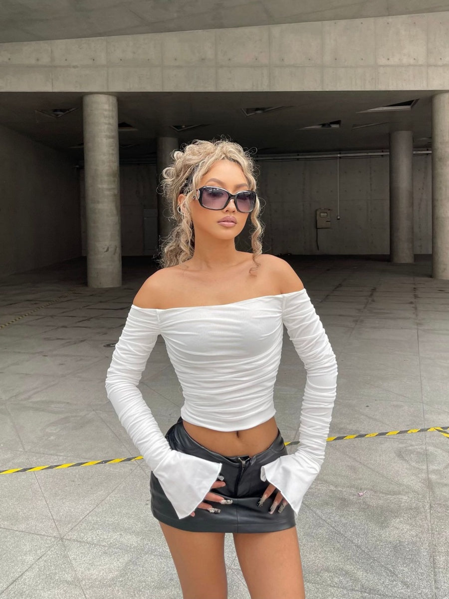 Women's Gauze Off Shoulder Long sleeve T-shirts