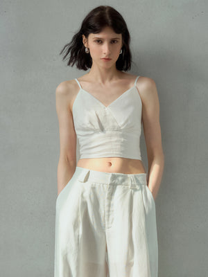 Solid Color Linen Off-shoulder Vacation Style Vest
