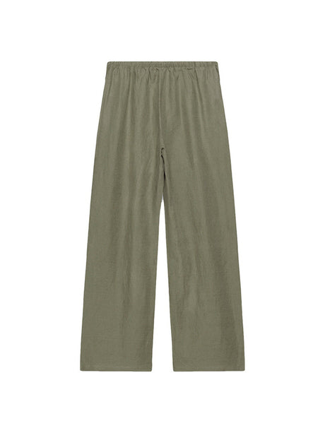 Linen Solid Color Crisscross Strap Non-stretch Loose Trousers