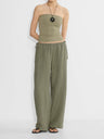 Linen Solid Color Crisscross Strap Non-stretch Loose Trousers