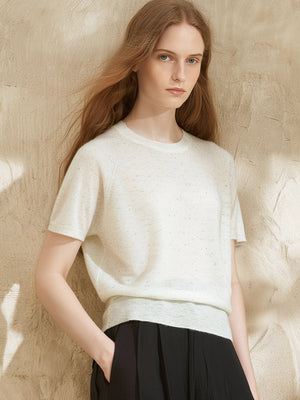 Simple Solid Color Three-quarter Sleeve Loose Blend Fabric T T-shirt