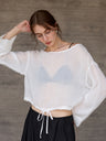 Solid Color Linen Sheer Long-sleeved Layered Chiffon Blouse