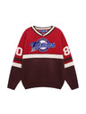 Christmas Retro Color Matching Letter Embroidery V-neck Sweater