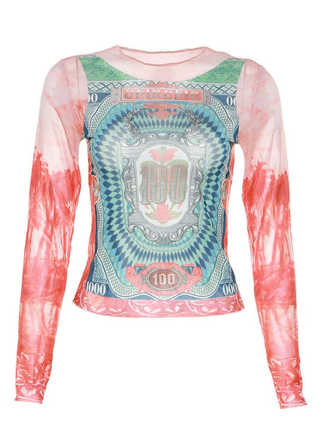 Liber Summer Women's Chain link Color matching T-shirts