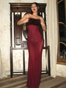 Bandeau Style Splicing Mink Fur See-through Long Dress