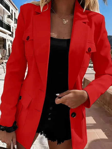Loose-fitting Suit Solid Color Mid-length Coat