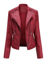 Short Slim Fit Thin Three-dimensional Decoration Leather Jacket