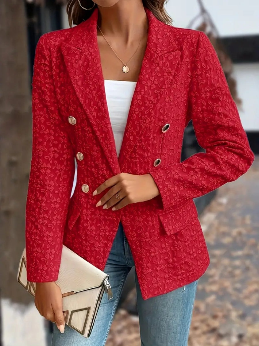 3D Fabrics Solid Color Double-breasted Jackets