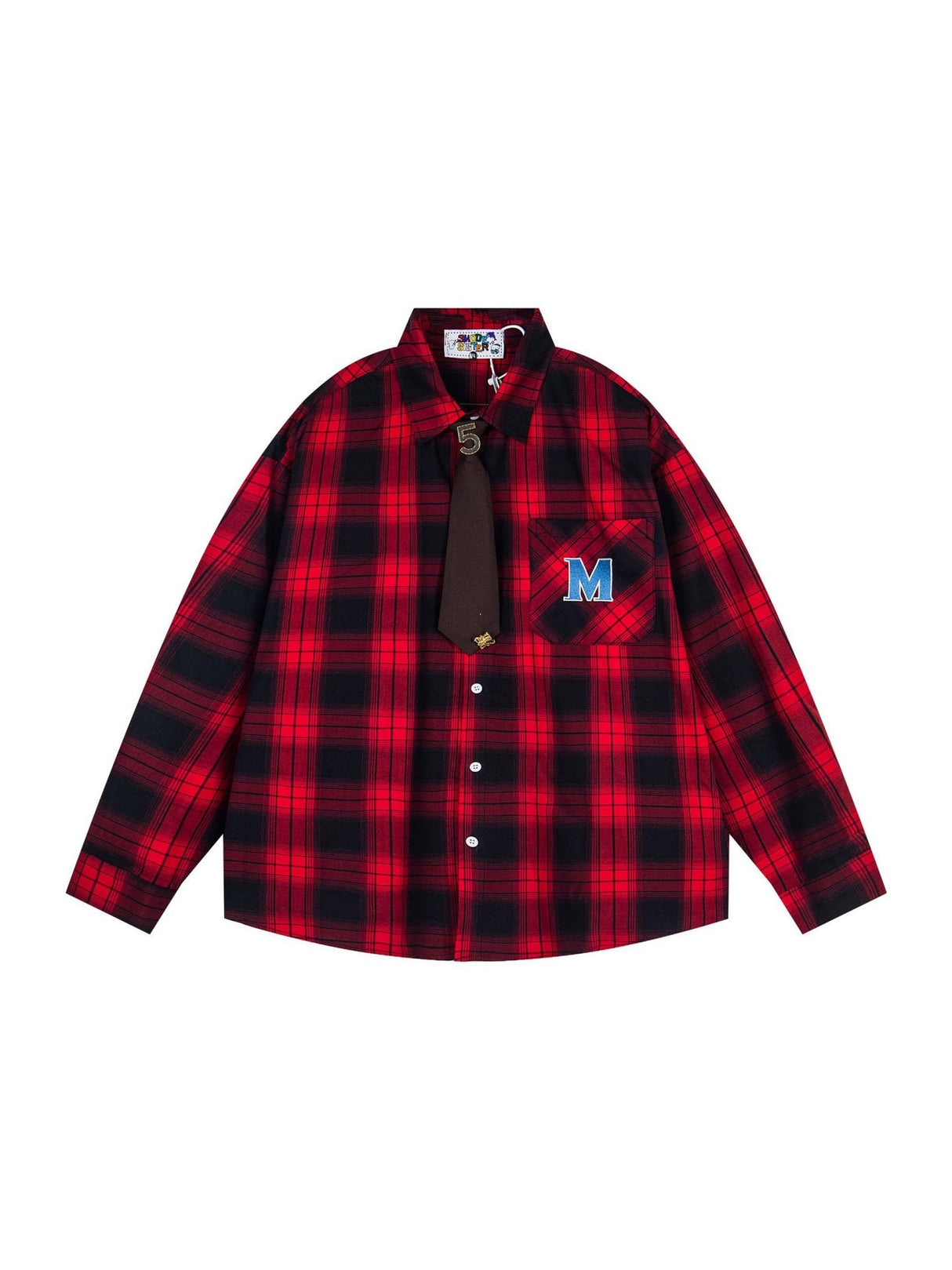 Liber Autumn Neutral wear Embroidery Plaid Shirts