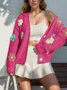 Macaron-colored 3D flowers Cardigans