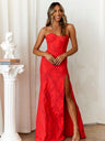 Liber Autumn women's prints Sweetheart Collar High-slit tube-top long dress