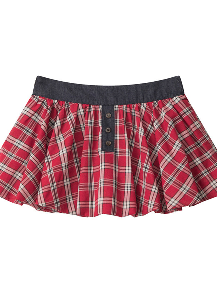 Liber Summer Women's Pleated Stripes/Plaid Skirts