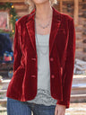 Velvet Slit Long Sleeve Leisure Blazers