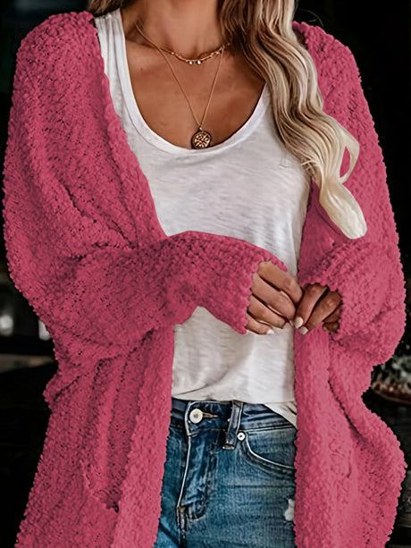 Solid Color Pocket Mid-length Cardigans