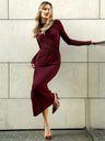 Hip-wrapped Long-sleeved Twisted Long Dress