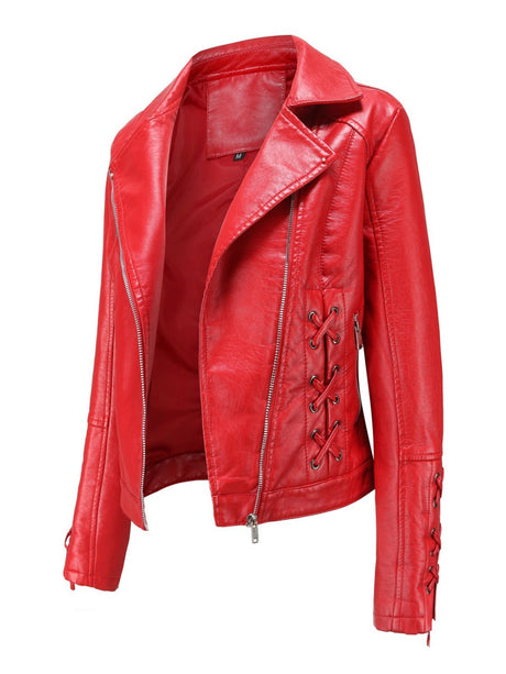 Weaving Bandage Leisure Leather Jacket