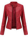 Street Cool Thin Stand Collar Zipper Leather Jacket