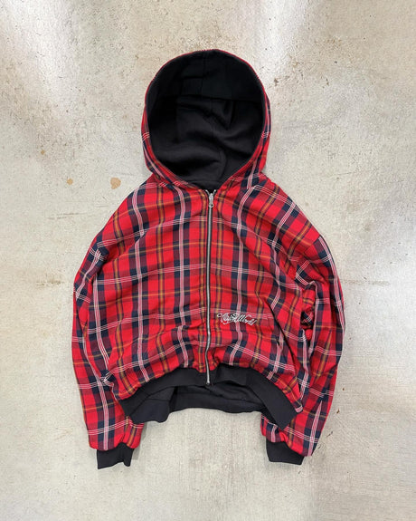 Ins Style Lattice Lining Double-sided Street Fashion Hooded Zip-up Sweatshirt