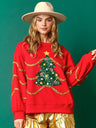 Christmas Tree Sequined Long-sleeved Pullover Sweatshirt Casual Loose Top For Women