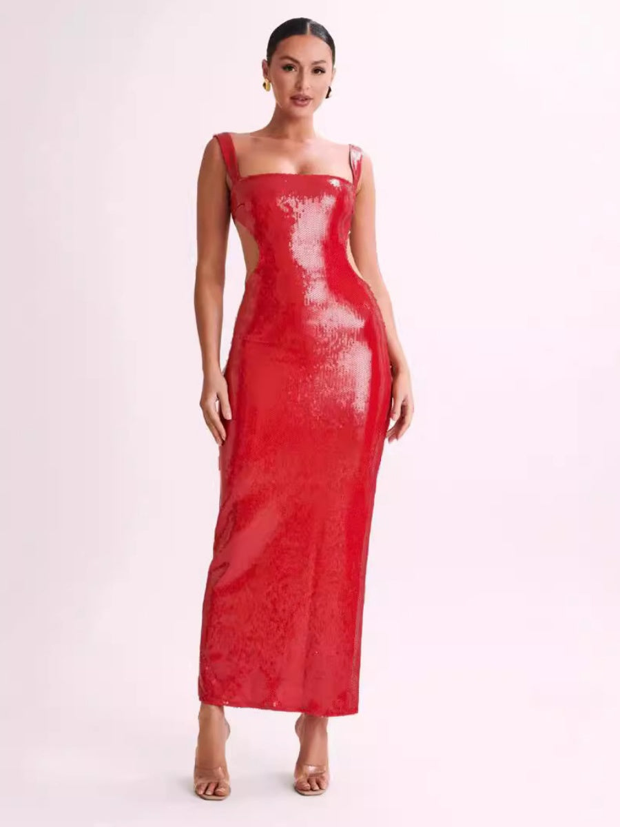 Liber Women's Bright surface Solid Color Party Maxi Dresses