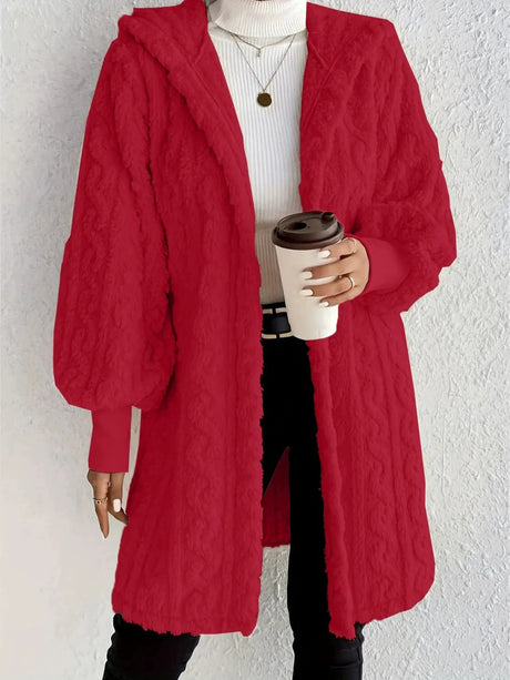Solid Color Long-sleeved Hooded Loose Plush Jackets
