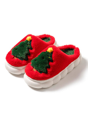 Christmas Tree Colorblock Platform Slippers