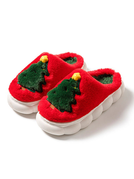 Christmas Tree Colorblock Platform Slippers