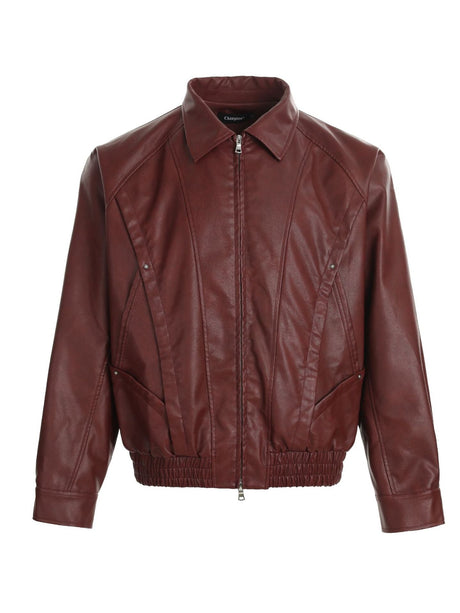 Retro Locomotive Cleanfit Deconstruction Splicing Leather Jacket