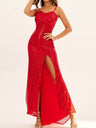 Sequins Slit Maxi Dresses