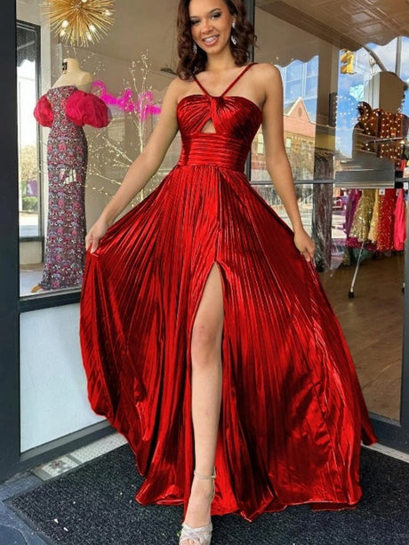 Liber Summer Women's Backless Solid Color Slit long dress