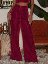 Straight-leg Velvet Pocket Button Trousers