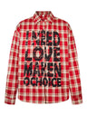 Punk Loose Plaid Printed Letters Plaid Long-sleeved Shirt