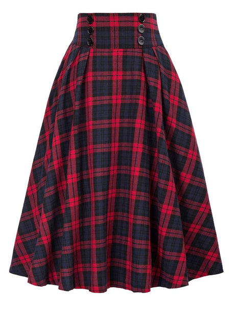 Liber Autumn Women's High waist Plaid Skirts