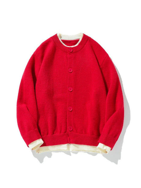 Retro Fake Two Pieces Loose Cardigans