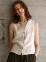 Solid Color Textured Linen Inner Vest