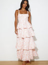 Floral Bow Tie Back Tiered Ruffle Maxi Dress