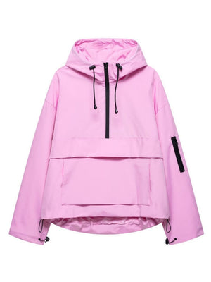 Casual Workwear Style Hooded Pocket Zipper Jacket