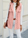 Three-dimensional Geometric Pattern Warm And Fashionable Plush Hooded Cardigan Mid-length Vest