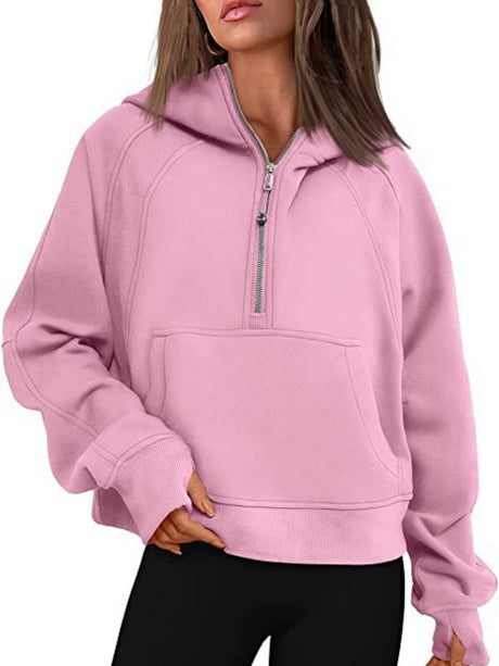 Liber Summer Women's Zipper Color matching Sweatshirts&Hoodies